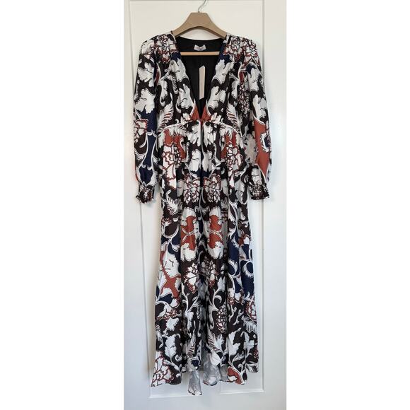 Delfi Collective Anthropologie Black Motif Maxi Dress‎ Floral LARGE NWT - Picture 1 of 15